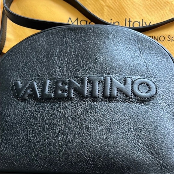 Valentino by Mario Valentino Diana Embossed  Leather Dome Black Crossbody Bag - Picture 4 of 10